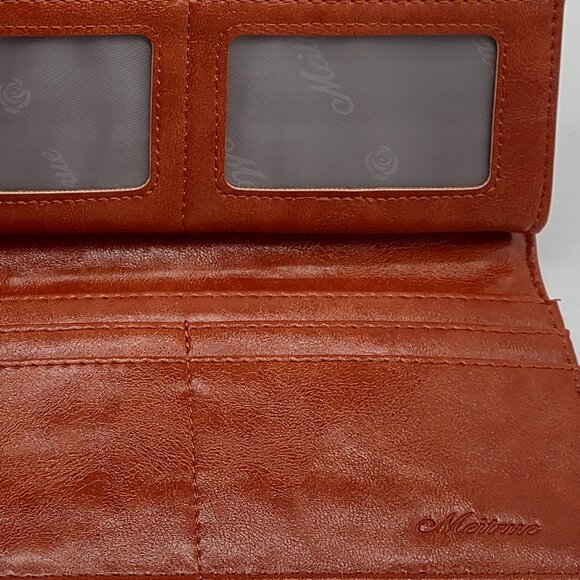 Women's Leather RFID Blocking Trifold Wallet with Embossed Design - Picture 8 of 9